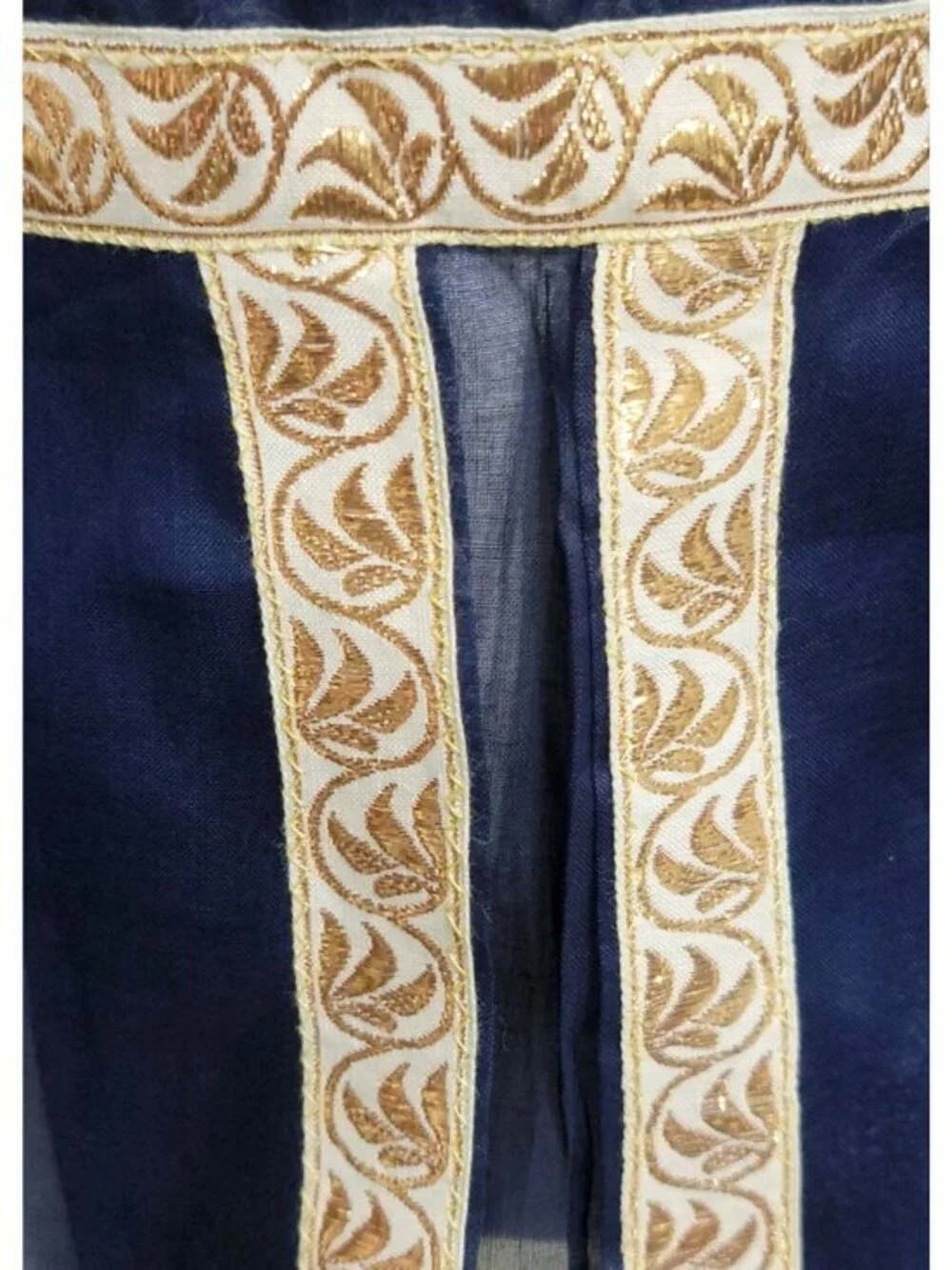 Vintage Apron Sheer Waist Tied Blue White